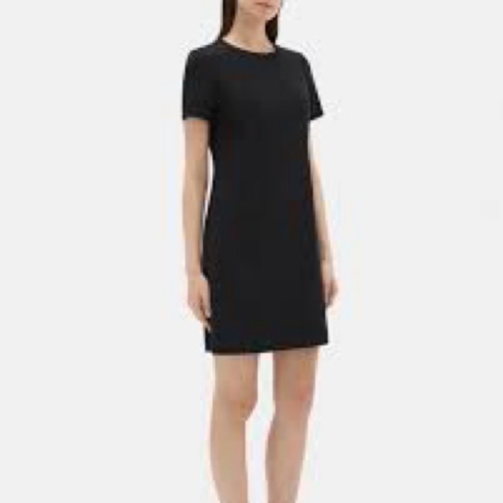 Theory Jatinn Modern Crepe Shift Dress in Black - Size 10
